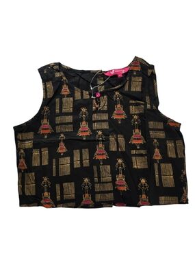 Black Printed Crop Top